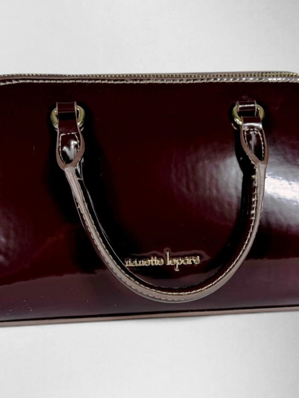 Nanette Lepore Burgundy Patent Dome Satchel Crossbody Shoulder Bag NWOT